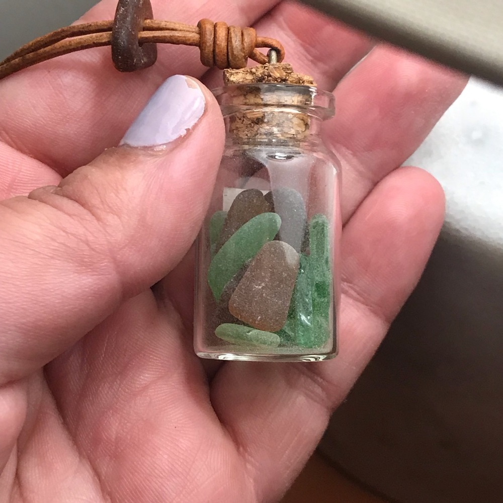 Authentic Long Island bottled sea glass necklace